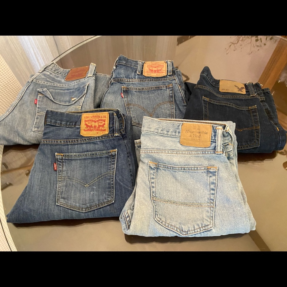 Levi and Lee and American Eagle Men’s jeans